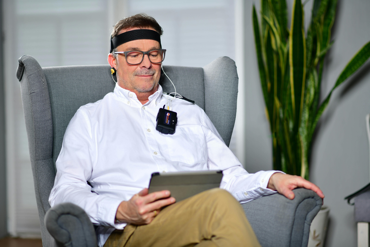 A man getting Neurofeedback treatment